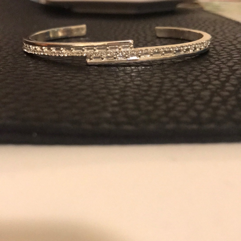 Sterling silver cuff with cubic zirconia gems